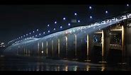 World's longest bridge fountain in Seoul - Banpo Moonlight Rainbow Fountain