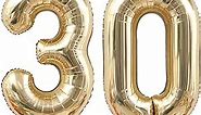 40 Inch Light Gold 30 Number Balloons White Gold Giant 30 Foil Mylar Helium Large Digital Balloon Champagne Gold Birthday Numbers Jumbo Balloons 30th Anniversary Events Party Decorations Supplies