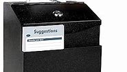 Suggestion Box with Lock for Office & Hotel - Includes 50 Free Cards, Black Metal Donation Box, Cash box,Ballot box, Secure Wall Mounted