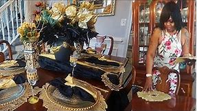 Black And Gold TableScape Decor For Wedding Or Birthday