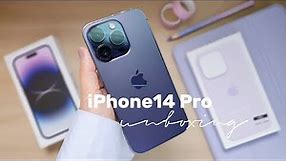 iPhone 14 Pro unboxing (deep purple) + accessories 📲 setup & comparison to iPhone13 아이폰14 프로