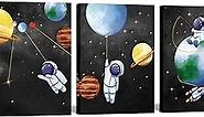 Artmyharbor Astronaut Wall Art Space Decor for Kids Bedroom Black and White Painting Cartoon Universe Theme Poster Picture Prints Modern Nursery Room