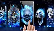 Horrible Blue Fire Skull Live Wallpapers Themes