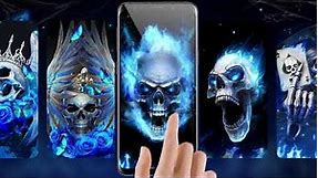 Horrible Blue Fire Skull Live Wallpapers Themes