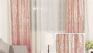 TRLYC Sequin Backdrop Curtains - 2 Panels 2x8ft Rose Gold Glitter Rose Gold Curtains Background Decoration for Wedding Dirthday Party Christmas