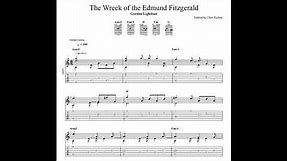 Gordon Lightfoot: Wreck of the Edmund Fitzgerald tablature/sheet music for solo fingerstyle guitar