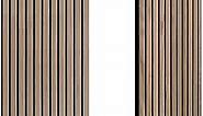 3D Slat Wood Wall Panels Acoustic Panels for Interior Wall Decor Walnut | Sound Absorbing Panel | 42.5” x 17” Each | Wall Panels Decorative | Set of 2 Wood Panels for Walls