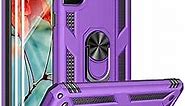 Samsung Galaxy S21 5G Case with HD Screen Protectors, Androgate Military-Grade Metal Ring Holder Kickstand 15ft Drop Tested Shockproof Cover Case for Samsung Galaxy S21 Purple
