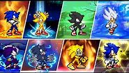 Sonic All Transformations: Base, Hyper, Fleetway, Ultra, Super, Excalibur, Dark Sonic - FORMS MUGEN