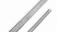 YYJ HOME Ruler 12 Inch (30 cm) and Ruler 6 inch (15 cm) Both Side Have Centimeters and inch Ruler, Stainless Steel Ruler 12 inch and Metal 6 inch Ruler, Drawing Ruler, Measuring Ruler Silver