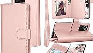 Galaxy Note 20 Case, Galaxy Note 20 Wallet Case, Luxury Cash Credit Card Slots Holder Carrying Folio Flip PU Leather Cover [Detachable Magnetic Hard Case] Lanyard For Samsung Galaxy Note20 [Rose Gold]