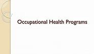 PPT - Occupational Health Programs PowerPoint Presentation, free download - ID:6305741
