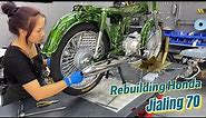 Full Rebuilding Honda Jialing 70 Motorcycle & Building a Cafe Racer - Full Timelapse