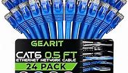 GearIT Cat 6 Ethernet Cable 0.5 ft 6-Inch (24-Pack) - Cat6 Patch Cable, Cat 6 Patch Cable, Cat6 Cable, Cat 6 Cable, Cat6 Ethernet Cable, Network Cable, Internet Cable - Blue 0.5 Foot