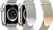 2 Pack Metal Magnetic Band Compatible with Apple Watch Bands 38mm 40mm 41mm 42mm 44mm 45mm 49mm Women Men,Milanese Loop Stainless Steel Mesh Adjustable Strap for iWatch Series 9 8 7 6 5 4 3 2 SE ultra