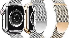 2 Pack Metal Magnetic Band Compatible with Apple Watch Bands 38mm 40mm 41mm 42mm 44mm 45mm 49mm Women Men,Milanese Loop Stainless Steel Mesh Adjustable Strap for iWatch Series 9 8 7 6 5 4 3 2 SE ultra