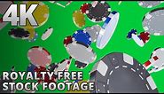 4K Poker Chips Green Screen Background Motion Wallpaper Royalty Free Stock Footage