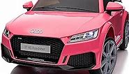 Electric Ride on Car for Kids, Licensed Audi 12V 7Ah Kids Ride-on Toy for Toddlers 2-5 Year Old Girls with Remote, Bluetooth - Pink