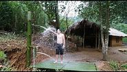 Primiitve Skills Upgrading Water Systems(new water line) make water shower by bamboo, outdoor shower