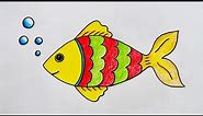 Fish Drawing Easy || How to Draw a Cute Fish With Colour Pencil Easy step by step || fish Drawing