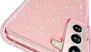 Rayboen for Samsung Galaxy S22 5G Case Glitter, Non-Yellowing Shockproof Phone Bumper Cover, Cute Sparkly Girly Hybrid Phone Case for Galaxy S22, Glitter Pink