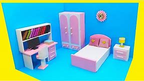 DIY Miniature Dollhouse how to make barbie doll house using cardboard | Bedroom #5