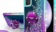 Silverback for Samsung Galaxy S23 FE Case, Moving Liquid Holographic Sparkle Glitter Case with Kickstand, Girls Women Bling Diamond Ring Slim Protective Case for Galaxy S23 FE - Purple