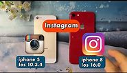 iPhone 5 vs iPhone 8 - instagram old and new