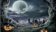YYNXSY 8X6FT Halloween Theme Background Scary Full Moon Pumpkin Thriller Decoration Holiday Party Banner Before Christmas Christmas Birthday Party Baby Shower Photography Background Photo YY-3005