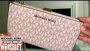 Michael Kors Jet Set Travel Double Zip Wristlet | Vanilla Signature/Acorn