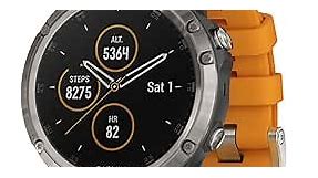 Garmin fenix 5 Plus, Premium Multisport GPS Smartwatch, Features Color Topo Maps, Heart Rate Monitoring, Music and Contactless Payment, Titanium with Orange Band