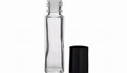2.7 Dram (10 ml) Clear Glass Vial with Stainless Steel Roller Ball & Black PP   Cap - 3123B63