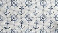 Lunarable Nautical Peel & Stick Wallpaper for Home, Hand Drawn Compass Anchor with Ship Steering Wheel Nautical Marine, Self-Adhesive Living Room Kitchen Accent, 13" x 100", Blue Pale Grey