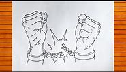 How to Draw a Hands Breaking Chains Easy Step by Step || Broken Chains Easy Pencil Sketch
