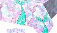 FunHot Mermaid Tablecloths, 2 Pcs Purple Mermaid Table Covers, 54 x 108 Inch Rectangle Mermaid Scales Print Tablecloths for Kids Girls Birthday Under The Sea Mermaid Themed Party Decoration