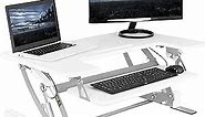 VIVO 36 inch Height Adjustable Stand Up Desk Converter, V Series, Quick Sit to Stand Tabletop Dual Monitor Riser Workstation, White, DESK-V000VW