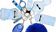 Criacr 10PCS Safety Keychain Set for Women with Personal Safety Alarm, Kids Protection Keychain with Pom Pom and Whistle