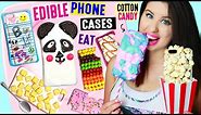 DIY EDIBLE Phone Cases Using Edible Paper, Cereal, Popcorn, Cotton Candy | EAT iPhone Cases!