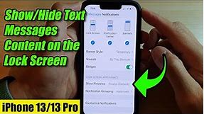iPhone 13/13 Pro: How to Show/Hide Text Messages Content on the Lock Screen
