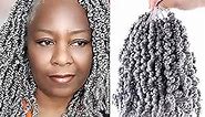 3 Packs Short Grey Pre-twisted Spring Braids Synthetic Crochet Hair Extensions 10 inch 15 strands/pack Ombre Crochet Twist Braids Curly Twist Braiding Hair Bulk (10“ Pre-twisted (pack of 3), Grey#)