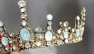 SWEETV Crystal Baroque Queen Crown - Vintage Princess Tiara, Wedding Prom Hallloween Opal Costume Hair Accessories for Women and Girls, Penelope