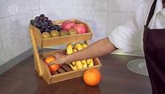 G.a HOMEFAVOR Large Bamboo Fruit Basket, 2-Tier Fruit Bowl for Kitchen Counter, Vegetable Storage Stand for Fruit Shop, 15 mm Thickness (Self-assembly)