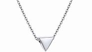ChicSilver 925 Sterling Silver Necklace Women Triangle Pendant Necklaces Simple Layering Choker Necklace Gift for Her Wife Daughter - Silver