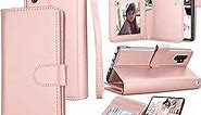 Galaxy Note 10 Plus Case, Galaxy Note 10+ Wallet Case, Luxury Cash Credit Card Slots Holder Carrying Folio Flip PU Leather Cover [Detachable Magnetic Case] Kickstand for Samsung Note10+ [Rose Gold]