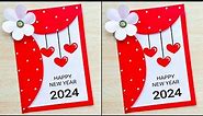 Happy New year card 2024 // How to make new year greeting card // DIY New year card making easy