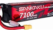 SANKAKU 7100mAh 3S Lipo Battery 120C 11.1V Batteries Soft Pack with XT60 Connector for RC Car Tank Vehicles Truck Buggy Racing Hobby