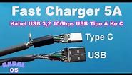 Cara membuat Fast charger Kabel USB 3,2 10Gbps USB Tipe A Ke C