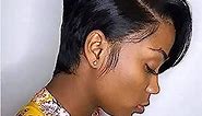 Usexy Hair Pixie Cut Lace Front Wigs Human Hair 13X4X1 Lace Front Wigs Human Hair Short Bob Wigs Straight Lace Front Pixie Cut Wigs For Black Women Pre Plucked With Baby Hair (Natural Color)