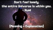 Rumi - Don't Feel Lonely, The Entire Universe Is Within You (Meaning + Explanation)