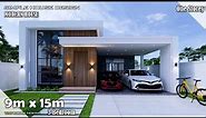 House Design | Simple House | 9m x 15m One storey | 3 Bedroom